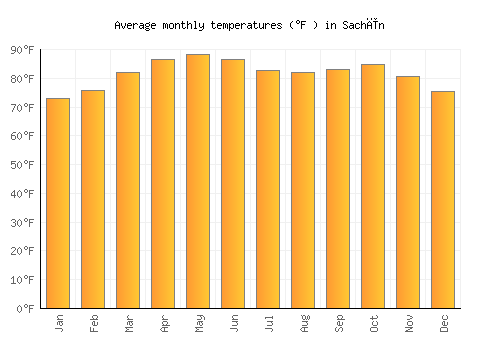 Sachīn average temperature chart (Fahrenheit)