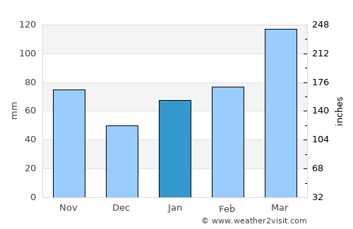 Saga average rain in January