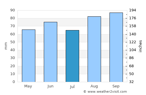 Saginaw average rain in July