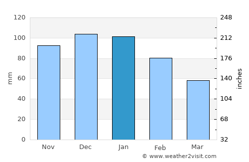 Sagres average rain in January