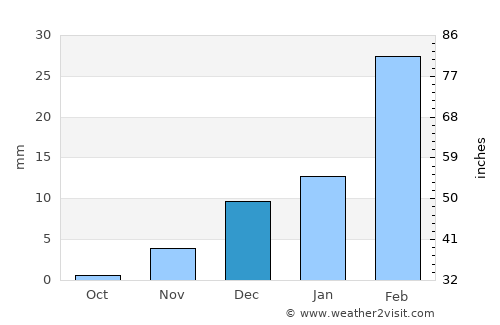 Şaḩam average rain in December