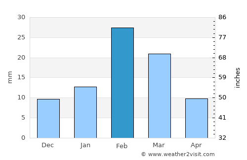 Şaḩam average rain in February