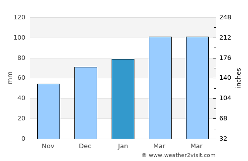 Saint Simon Mills average rain in January