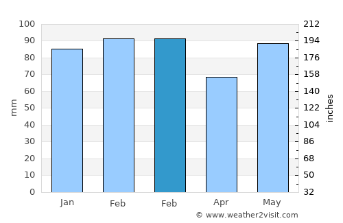 Saint Simons average rain in February