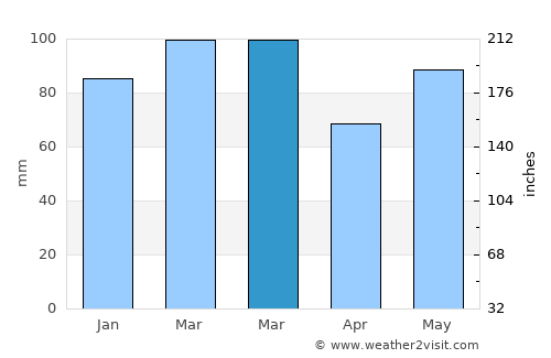 Saint Simons average rain in March