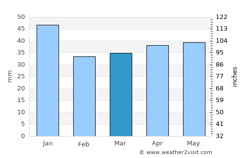 Saku average rain in March