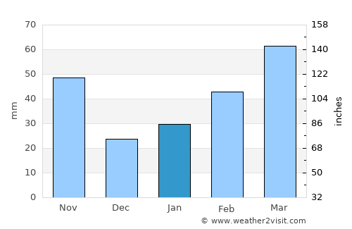 Saku average rain in January