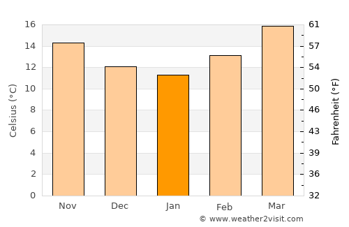 Saltillo average temperature in January