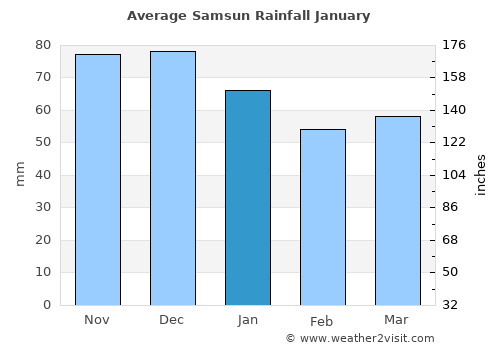 Samsun average rain in January