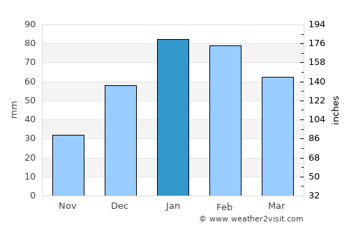 San Antonio de los Cobres average rain in January