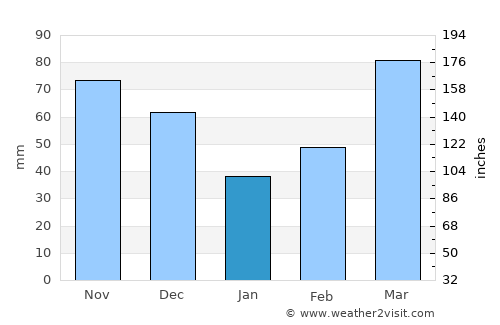 San Martín de los Andes average rain in January