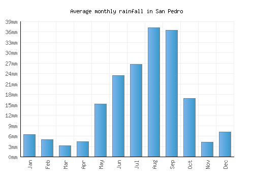 San Pedro monthly rainfall chart (mm)