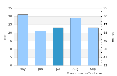 Şanā’ average rain in July