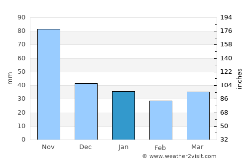 Santa Ana Hueytlalpan average rain in January