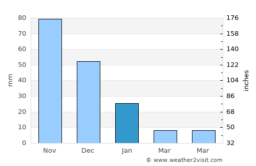 Santa Cruz de los Taques average rain in January