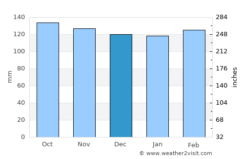 Santa Cruz do Sul average rain in December