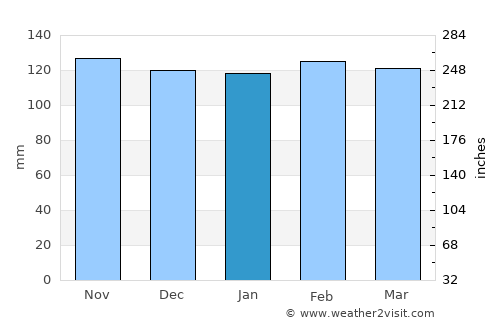 Santa Cruz do Sul average rain in January
