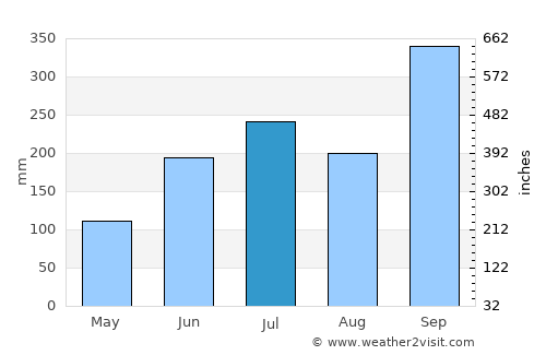 Santa Cruz Hidalgo average rain in July