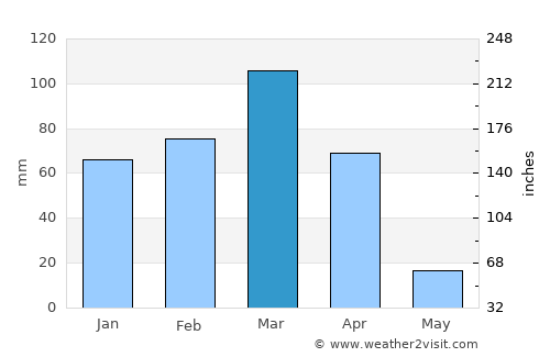 Santa Maria da Boa Vista average rain in March
