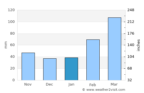 Santo Amaro das Brotas average rain in January