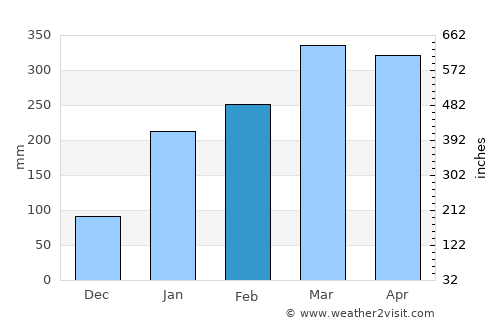 São Benedito do Rio Preto average rain in February