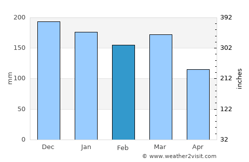 São Gonçalo average rain in February
