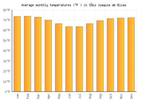 São Joaquim de Bicas average temperature chart (Fahrenheit)