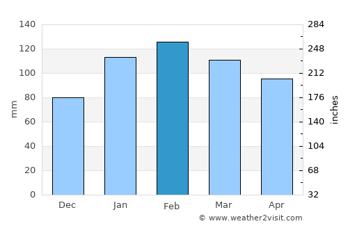 São Lourenço do Sul average rain in February