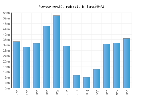 Sarayönü monthly rainfall chart (mm)