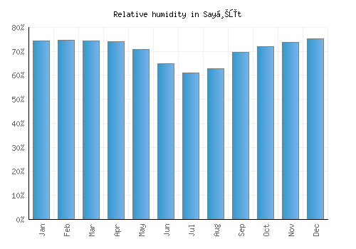 Sayḩūt relative humidity averages