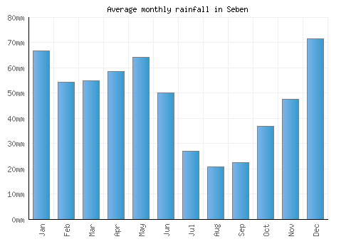 Seben monthly rainfall chart (mm)