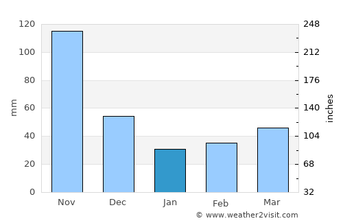 Seboruco average rain in January