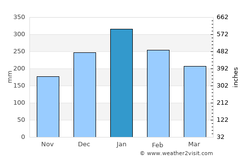 Sekotong Tengah average rain in January