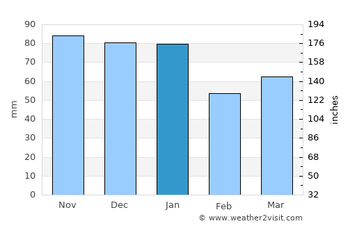 Selsey average rain in January