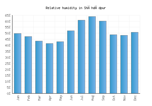 Shāhdādpur relative humidity averages