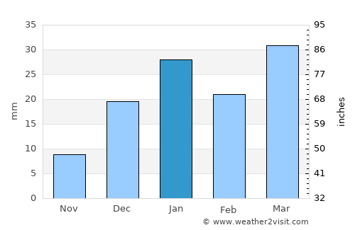 Shāhrūd average rain in January