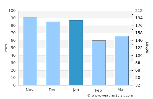 Shanklin average rain in January