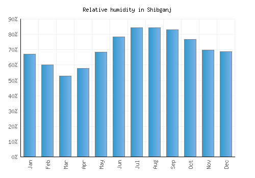Shibganj relative humidity averages
