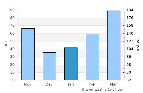 Shiojiri average rain in January