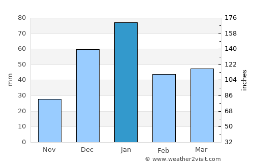 Shīrāz average rain in January