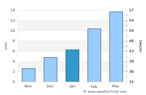 Shujāābād average rain in January