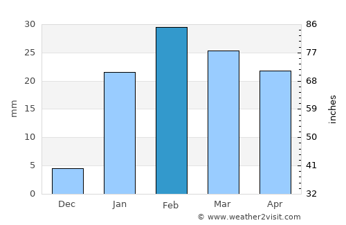 Simdega average rain in February