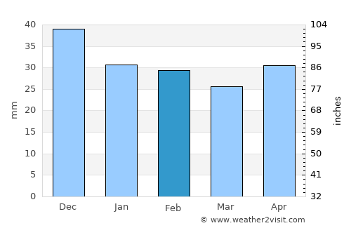 Skadovsk average rain in February