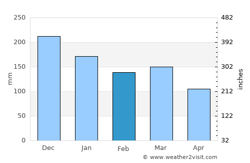 Skogsvågen average rain in February