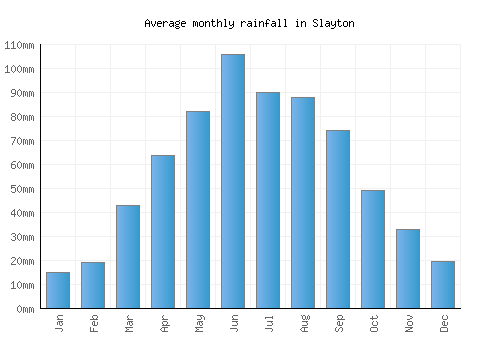 Slayton monthly rainfall chart (mm)