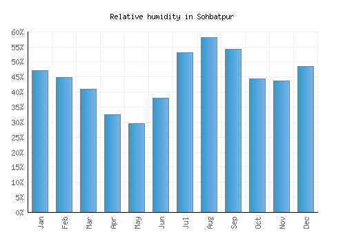Sohbatpur relative humidity averages