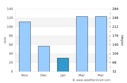 Soubré average rain in January