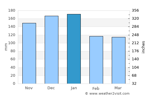 South Hill average rain in January