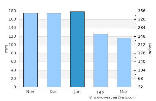 South Hill average rain in January