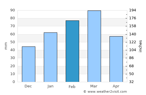 South Patrick Shores average rain in February